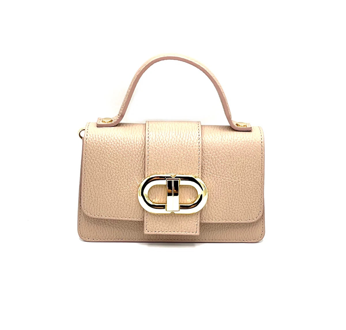 Mini Borsa a Tracolla in Vera Pelle Artigianale, Catena Removibile, Made in Italy – art. 112413 Old Pink
