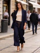 Completo Donna Elegante a Righe | Blazer e Pantaloni Wide Leg