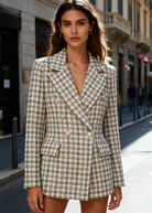 Giacca Blazer Donna Tweed Doppiopetto - Eleganza Couture 16151 Beige