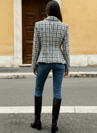 Giacca Blazer Donna Tweed a Quadri - Stile Chanel Elegante 16195
