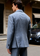 Di Lorenzo Sartoria Italiana | Giacca Doppiopetto LUNA NS | Gessato Azzurro | Tg. 48-58