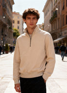 Felpa Unisex con Mezza Zip Foderata in Pile - Pullover Caldo Invernale