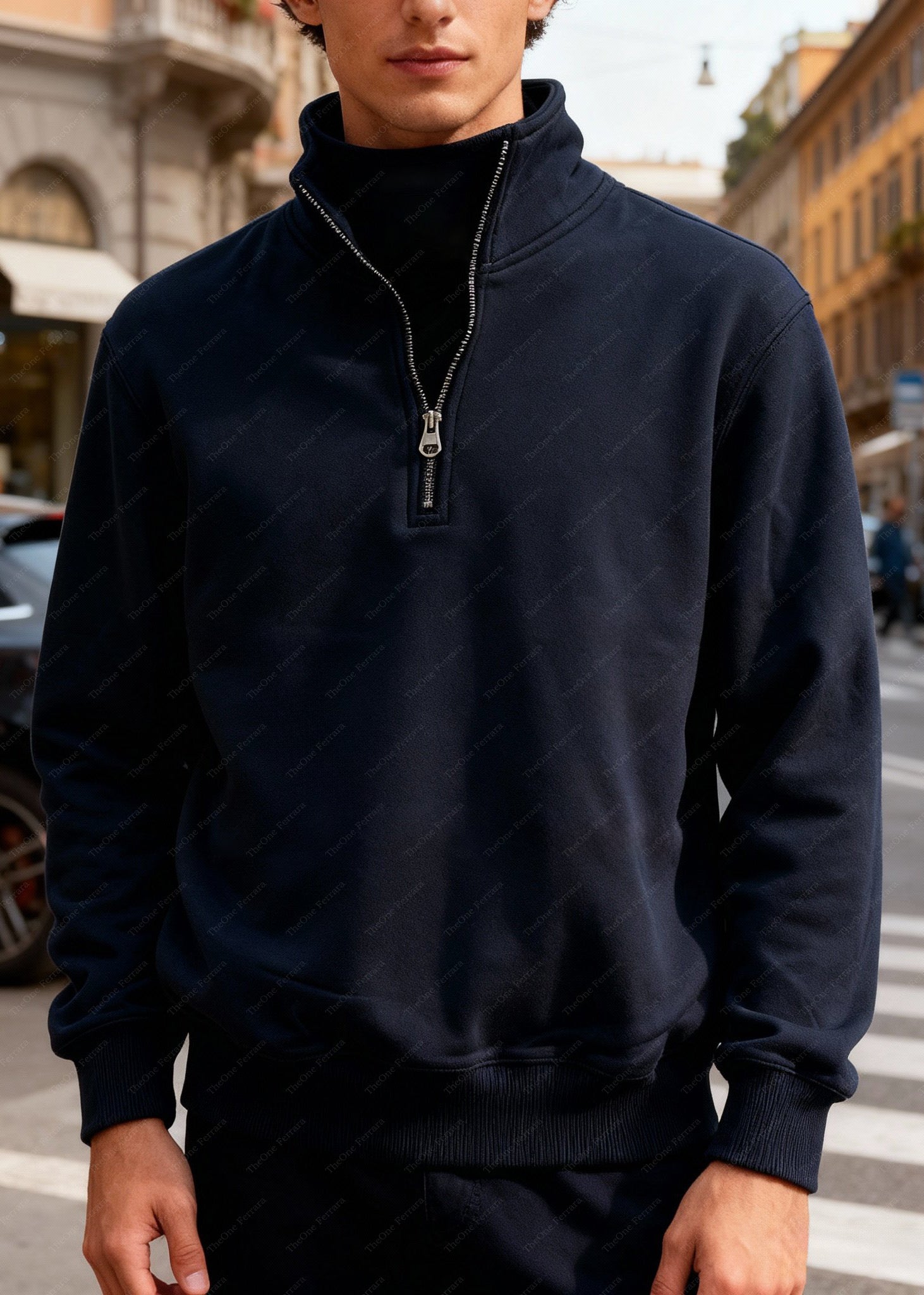 Felpa Unisex con Mezza Zip Foderata in Pile - Pullover Caldo Invernale