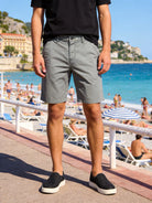 Bermuda Uomo Cotone Elasticizzato Slim Fit Turchese Estivi Casual - 7902 Grigio ardesia scuro