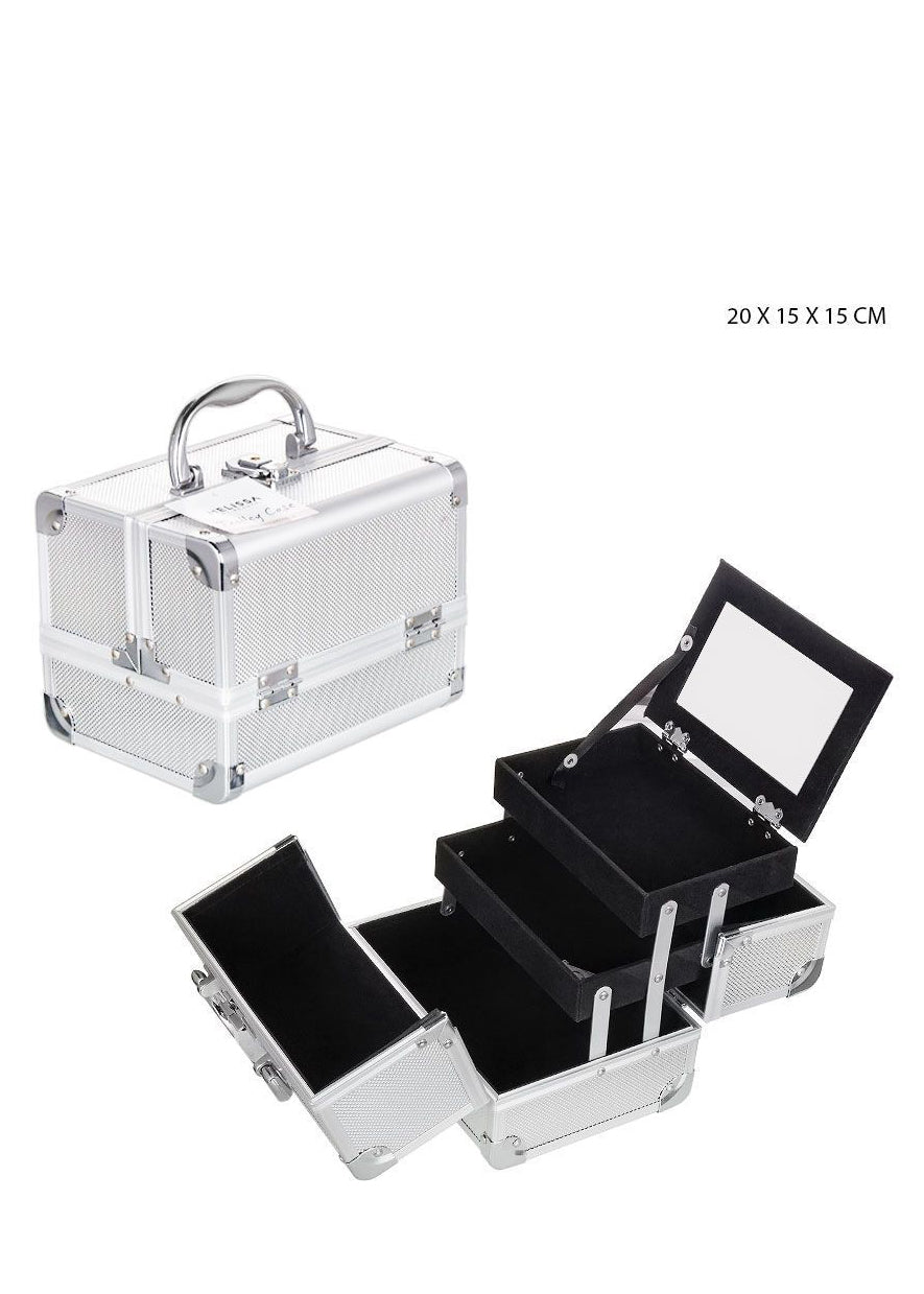 Beauty Case Argento Rigido ABS e Alluminio – Compatto 20x15x15cm