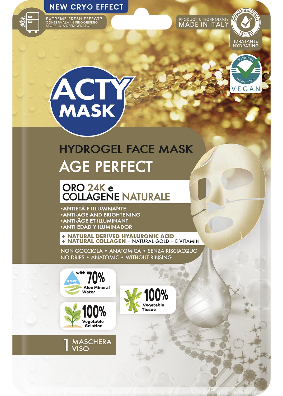 Maschera Viso Antiage con Oro 24K e Collagene Naturale