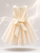 Vestito Bambina Elegante in Organza Jacquard Lurex con Fiocco