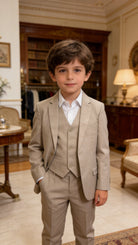 Completo Bambino Matrimonio Verde Salvia 5 Pezzi Elegante 1-16 Anni Tortora 65%Cottoon 35% Poliestere