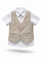 Completo Bambino Cerimonia con Gilet, Camicia e Pantaloncini | 4-14 Anni
