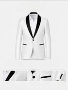 Abito Uomo Cerimonia Bianco Brillantinato Slim Fit con Rever in Raso 2 Pezzi