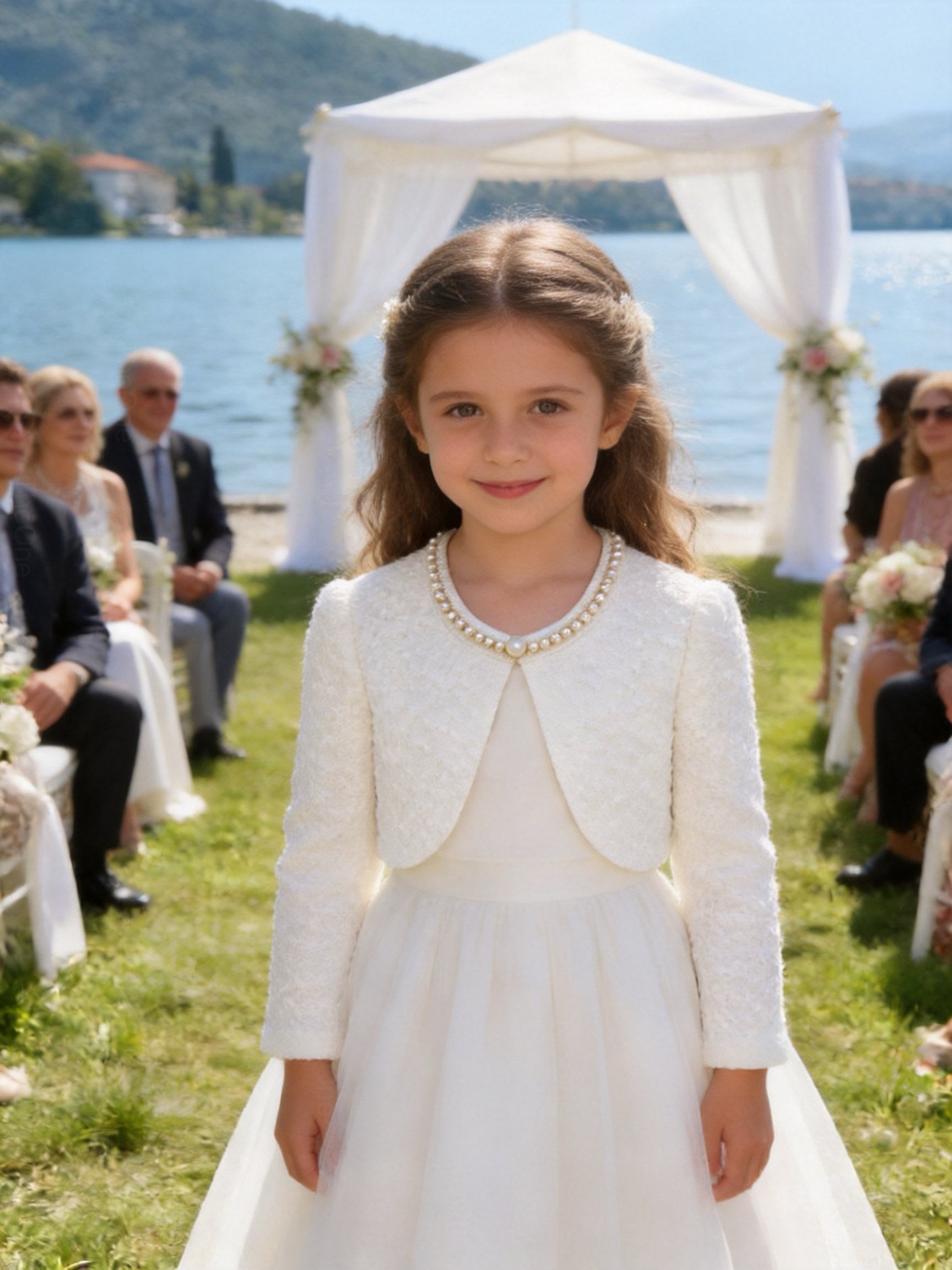 Coprispalle Bambina Elegante con Perle per Cerimonia e Comunione