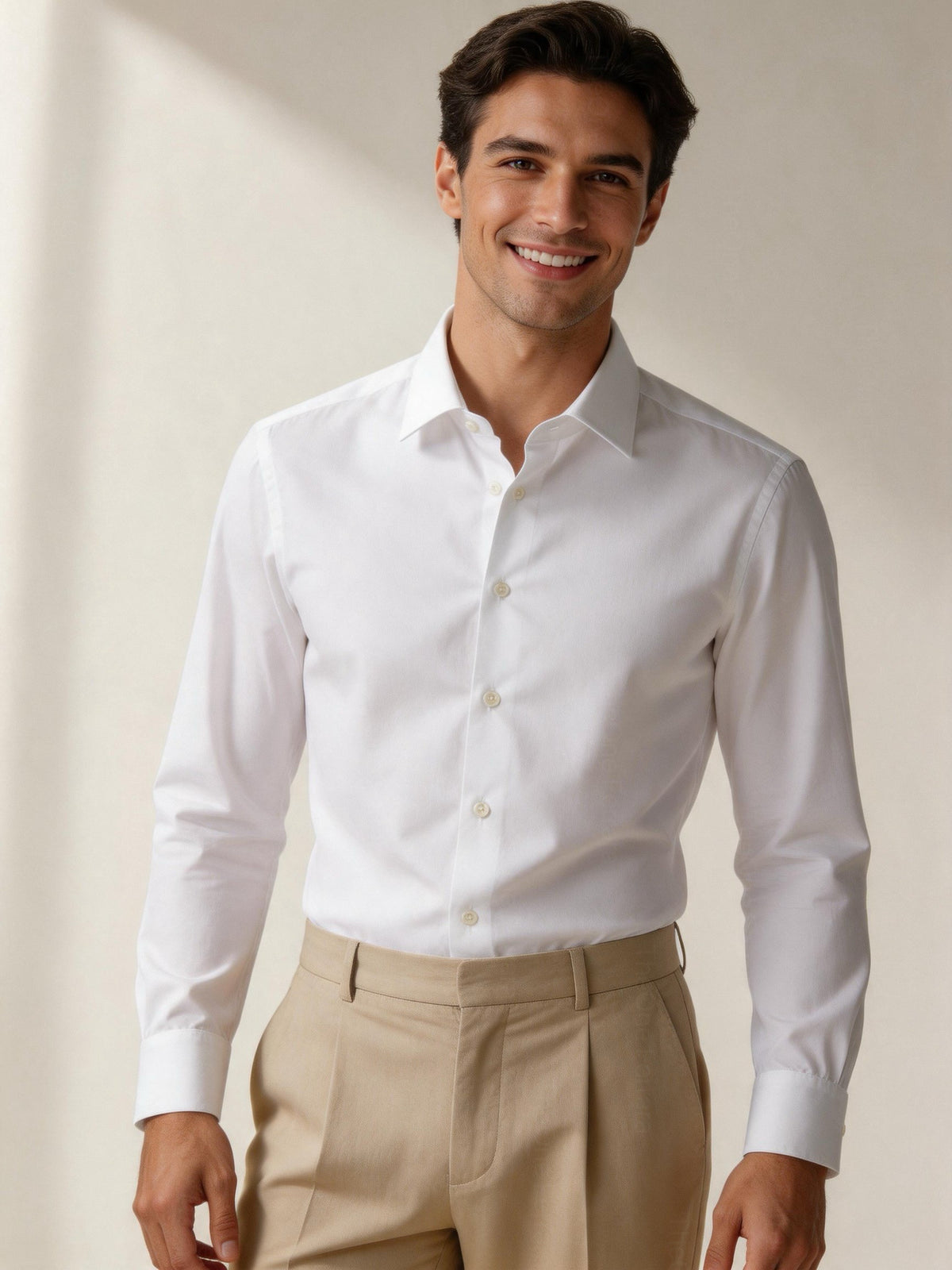 Camicia Uomo Bianca Slim Fit in Cotone Elasticizzato – Elegante Business Casual 2620