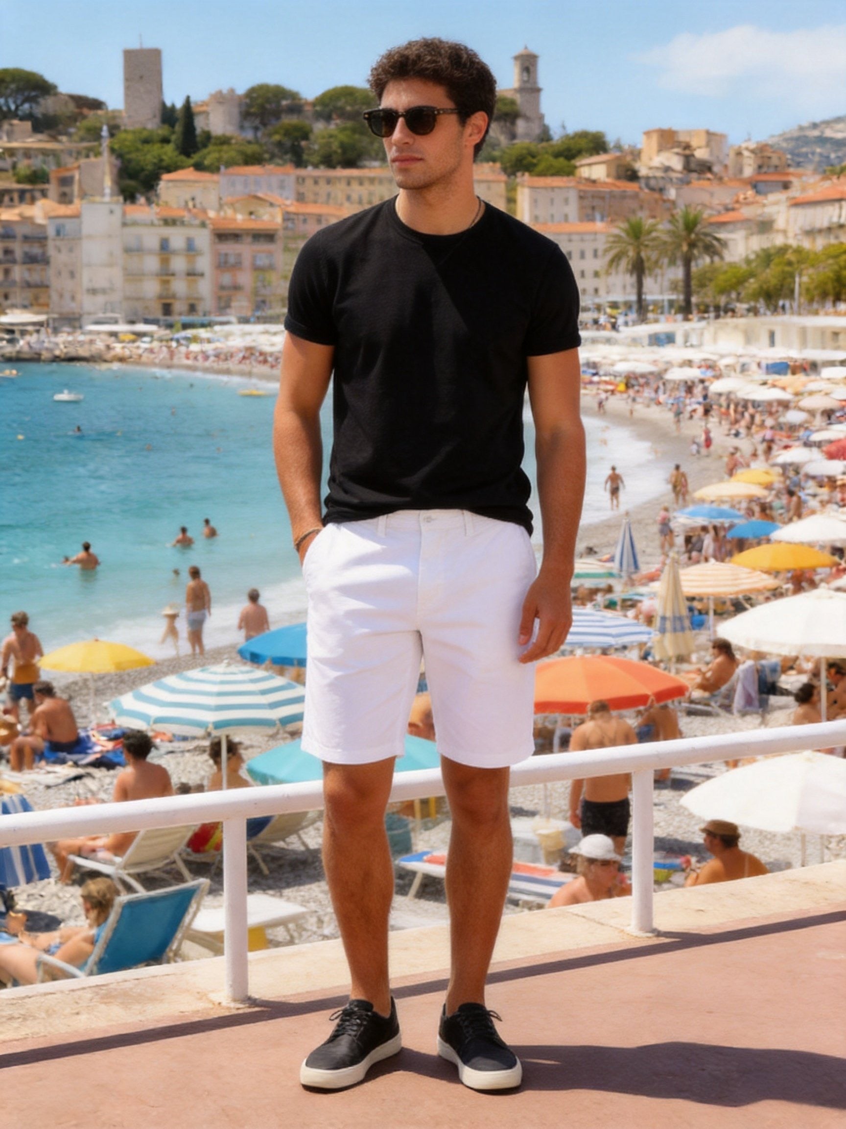 Bermuda Uomo Cotone Elasticizzato Slim Fit Turchese Estivi Casual - 7902