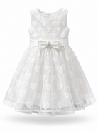 Vestito Bambina Elegante in Organza Jacquard Lurex con Fiocco
