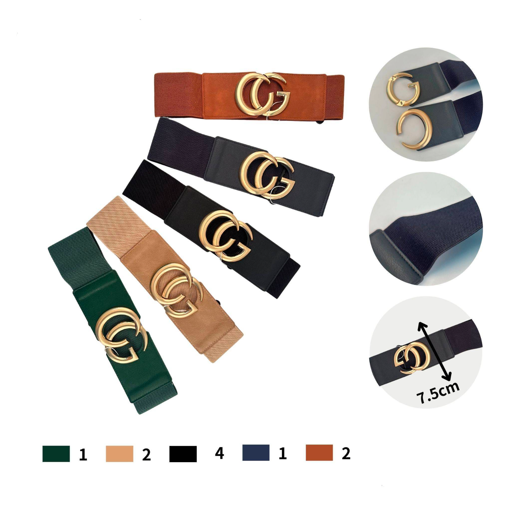 Cintura Elastica con Fibbia Doppia G – Eleganza e Stile Taupe