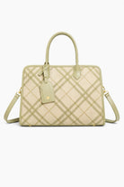 Borsa Donna Elegante a Quadri 34cm – Shopper Strutturata con Tracolla | Borsa Lavoro Chic 5635 Verde 34X24X12cm