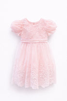 Abito Elegante Bambina Rosa in Pizzo e Tulle con Vita Decorata in Strass – Vestito da Cerimonia 2-12 anni 815