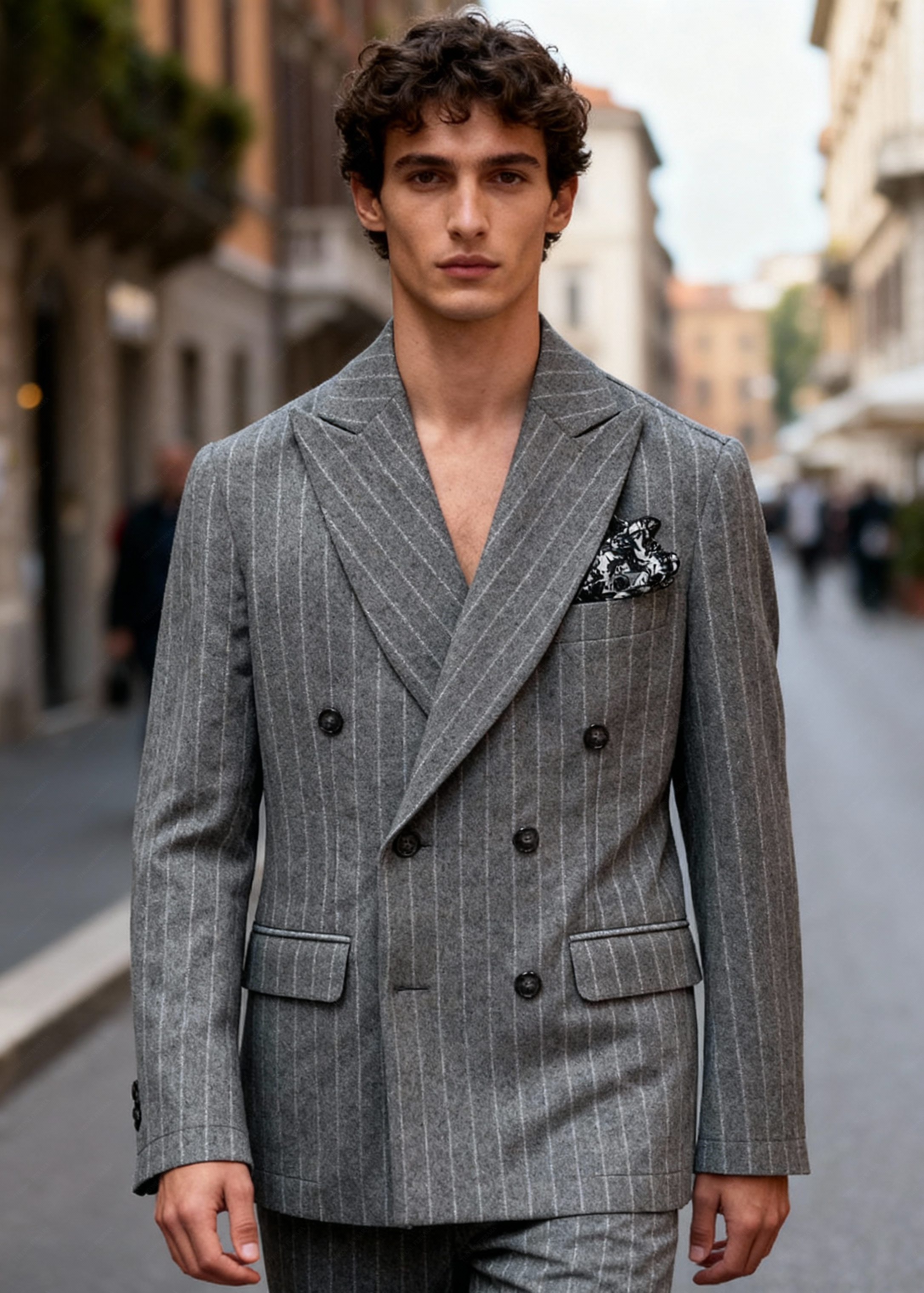 Di Lorenzo Sartoria Italiana | Giacca Doppiopetto LUNA NS | Gessato Azzurro | Tg. 48-58