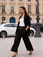 Completo Donna Elegante a Righe | Blazer e Pantaloni Wide Leg