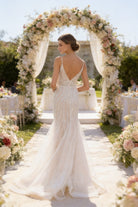 Abito da Sposa Sirena con Paillettes e Tulle – Vestito da Sposa Elegante con Scollatura Profonda e Schiena Scoperta 851016