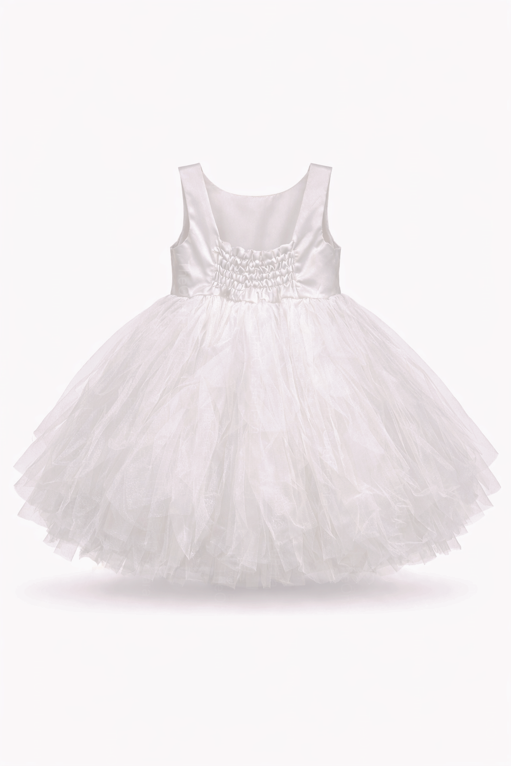 Abito Cerimonia Bambina Elegante in Tulle con Scollo Gioiello – 2-14 Anni – Rosa | Bianco | Bordeaux | Rosa Cipria – 2045
