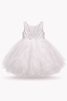 Abito Cerimonia Bambina Elegante in Tulle con Scollo Gioiello – 2-14 Anni – Rosa | Bianco | Bordeaux | Rosa Cipria – 2045