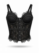 Corsetto in Pizzo da Donna con Coppe e Ferretto – Elegante Bustier Push Up 70080 Nero