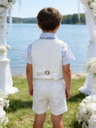 Completo Elegante Bambino Estivo 4 Pezzi con Pantaloncini Abito Cerimonia Matrimonio 1-8 Anni