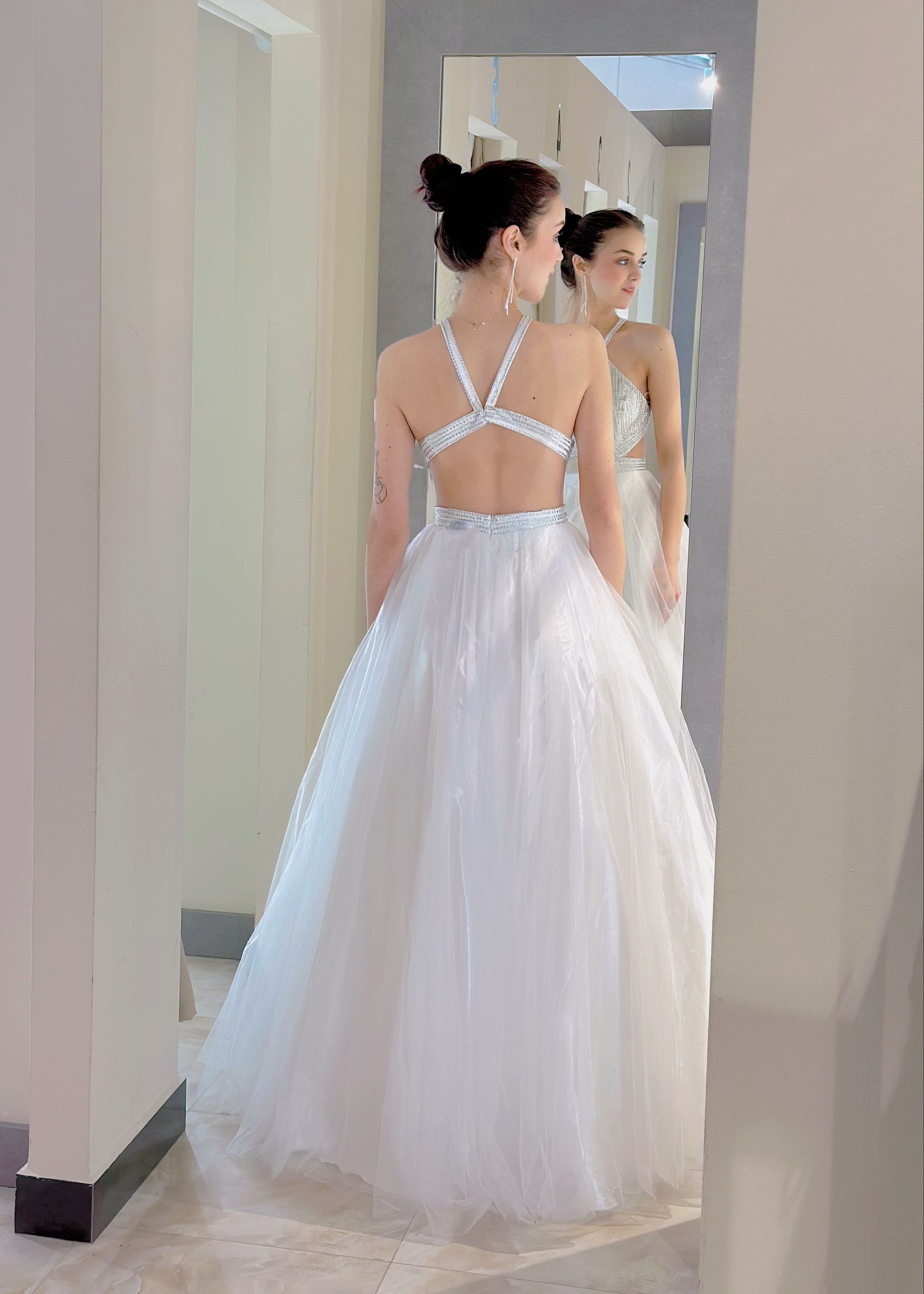 Abito da Sera Principessa – Bianco Iridescente