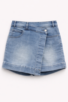 Gonna Pantaloncino Donna – Denim Vita Alta Design Incrociato 5076