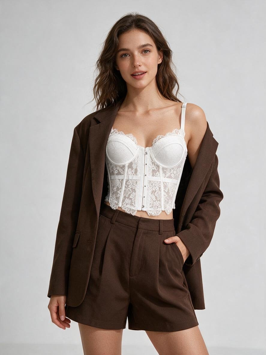 Corsetto in Pizzo da Donna con Coppe e Ferretto – Elegante Bustier Push Up 70080