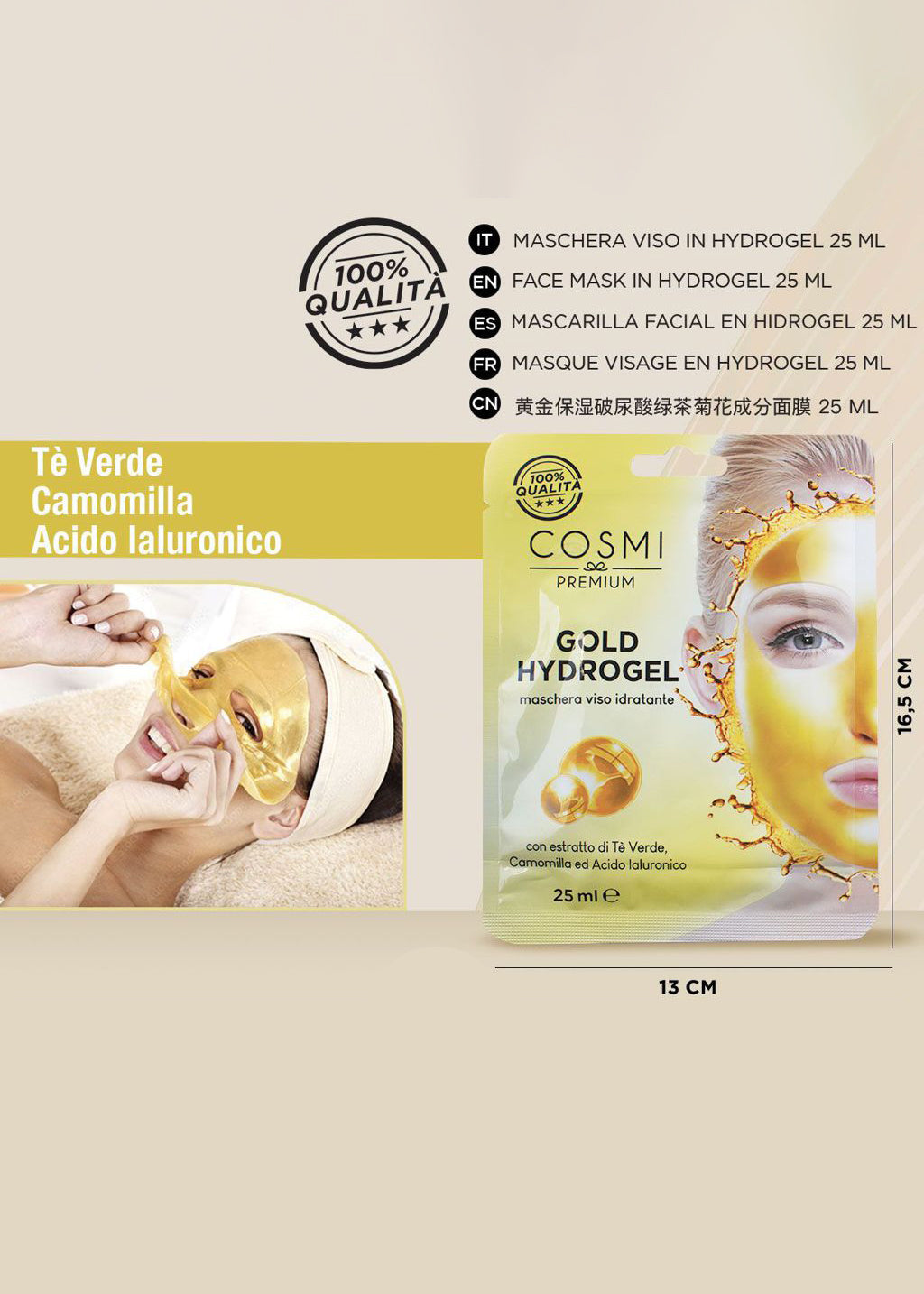 Maschera viso gold hydrogel 25 ml