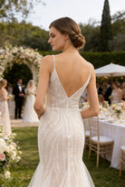 Abito da Sposa Sirena con Paillettes e Tulle – Vestito da Sposa Elegante con Scollatura Profonda e Schiena Scoperta 851016