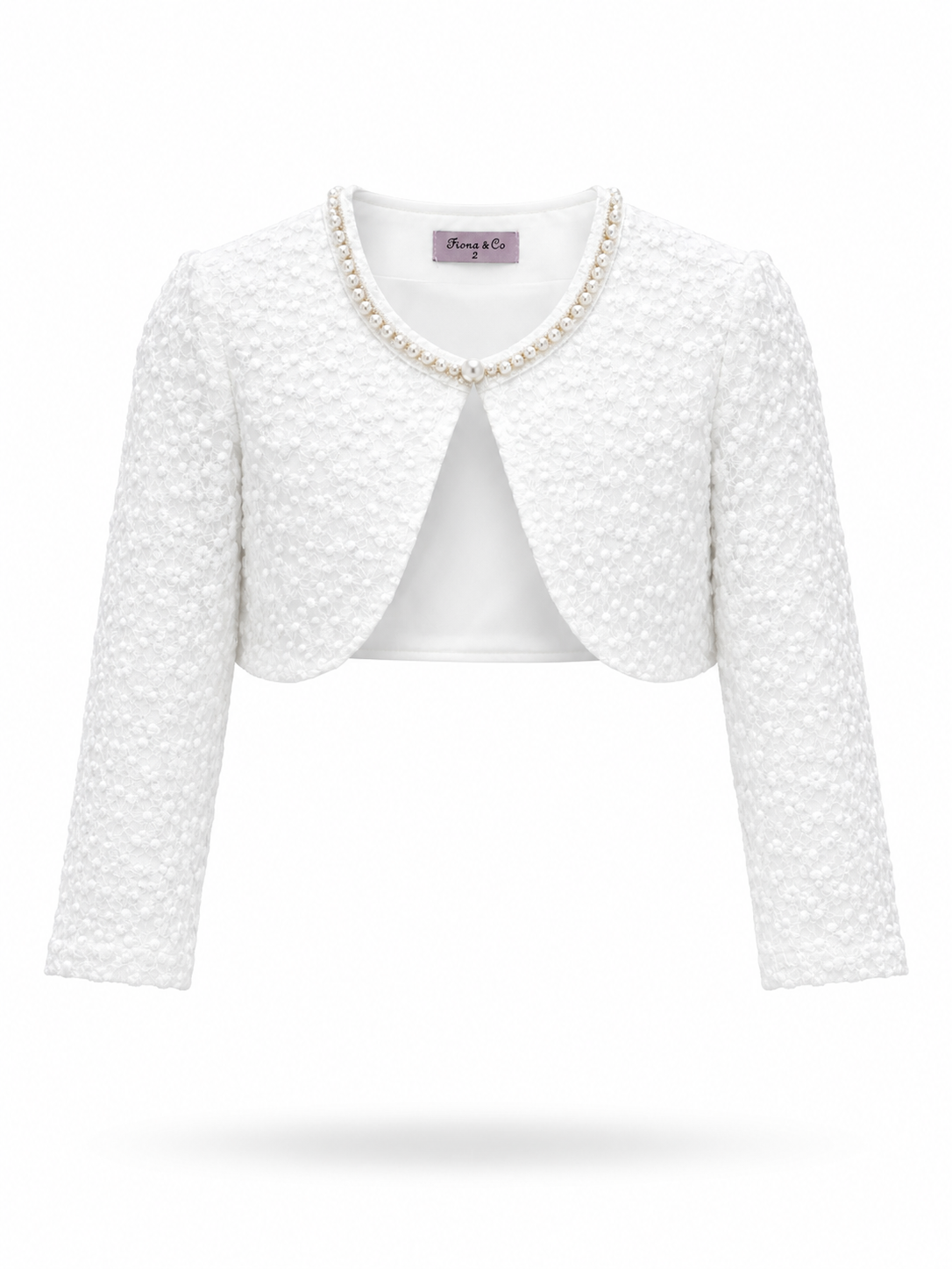Coprispalle Bambina Elegante con Perle per Cerimonia e Comunione Bianco
