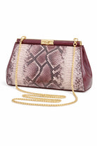 Borsa Elegante Donna Effetto Pitone con Catena Oro – Pochette Cerimonia 30cm Strutturata brown 30x14X10cm