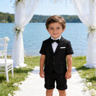 Completo Elegante Bambino Estivo 4 Pezzi con Giacca e Pantaloncini Abito Cerimonia Matrimonio 1-10Anni