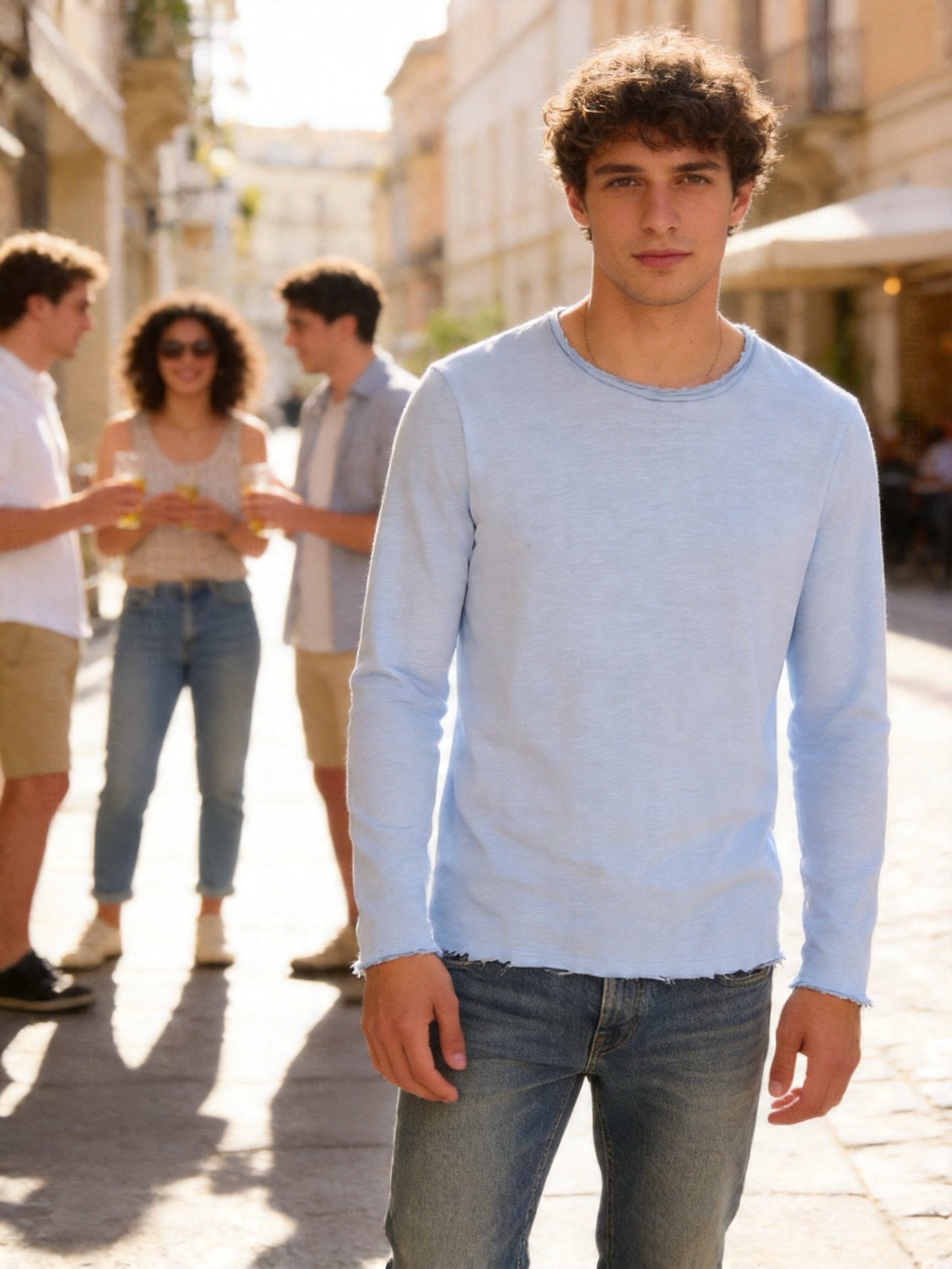 Maglia Uomo 100 Cotone Made in Italy Manica Lunga Casual S 3XL