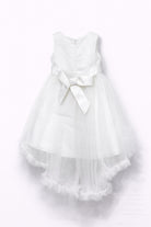 Abito da Cerimonia Bambina Bianco a Sirena in Tulle – 2-14 Anni | Battesimo, Comunione, Damigella 22012-TheOne Ferrara