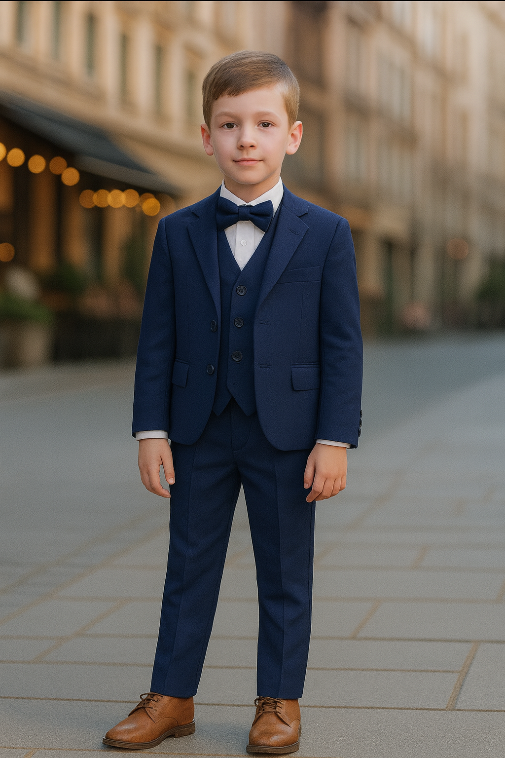 Abito Cerimonia Bambino Azzurro pastello freddo -Blu Elegante 1–16 Anni – Completo 5 Pezzi-TheOne Blu 80%Poliestere 20%Cottone
