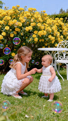 Abito da Battesimo Bambina Bianco 6M–12 Anni – Tulle con Rose 3D e Cintura di Perle | Cerimonia Compleanno 6678 678