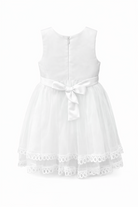 Abito da Battesimo Neonata Bianco 6–36 Mesi – Pizzo Ricamato, Tulle a Strati con Maxi Fiocco Cerimonia Matrimonio 21056