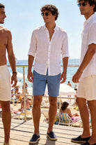 Bermuda Uomo Cotone Elasticizzato Slim Fit Turchese Estivi Casual - 7902