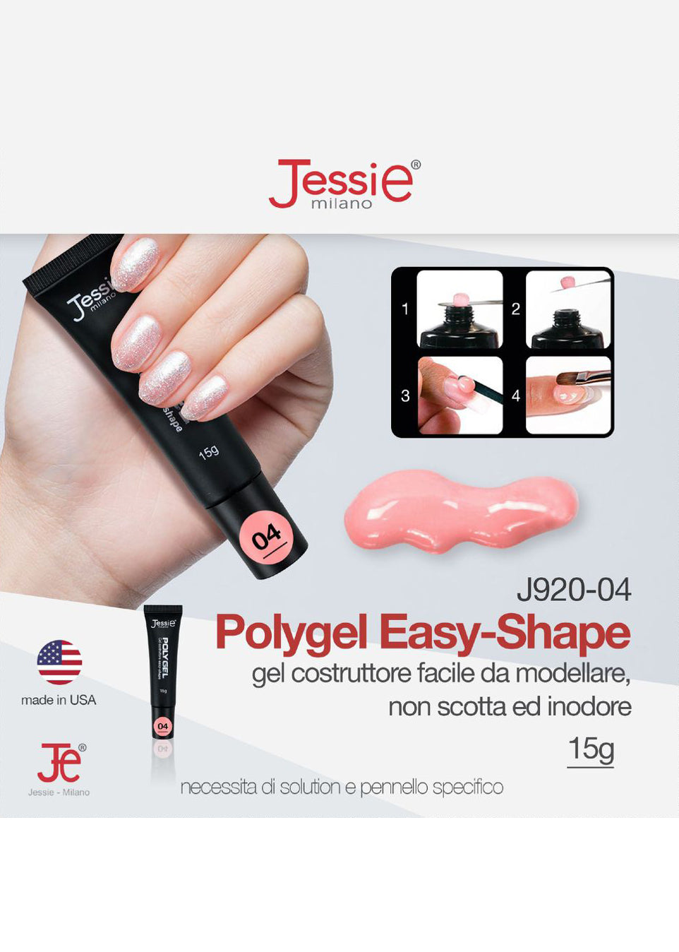 Polygel Gel Costruttore Carne Scuro 15g – Easy Shape, Inodore, UV/LED