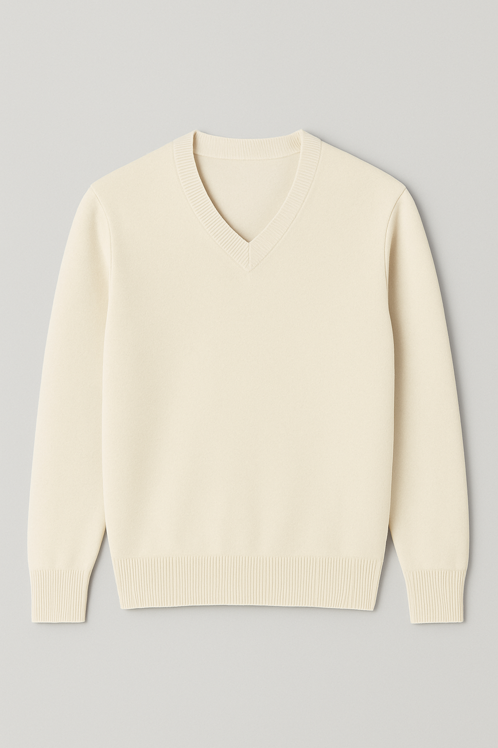 Maglione Uomo Scollo a V in Viscosa - Pullover Elasticizzato Elegante 35607 Panna