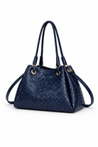 Borsa Donna Intrecciata Elegante 24.5cm – Mini Shopper con Tracolla | Stile Italiano Chic 9450 Blue notte 24.5X19X18cm