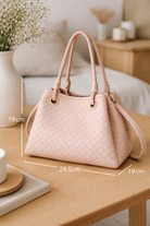 Borsa Donna Intrecciata Elegante 24.5cm – Mini Shopper con Tracolla | Stile Italiano Chic 9450