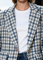 Giacca Blazer Donna Tweed a Quadri - Stile Chanel Elegante 16195