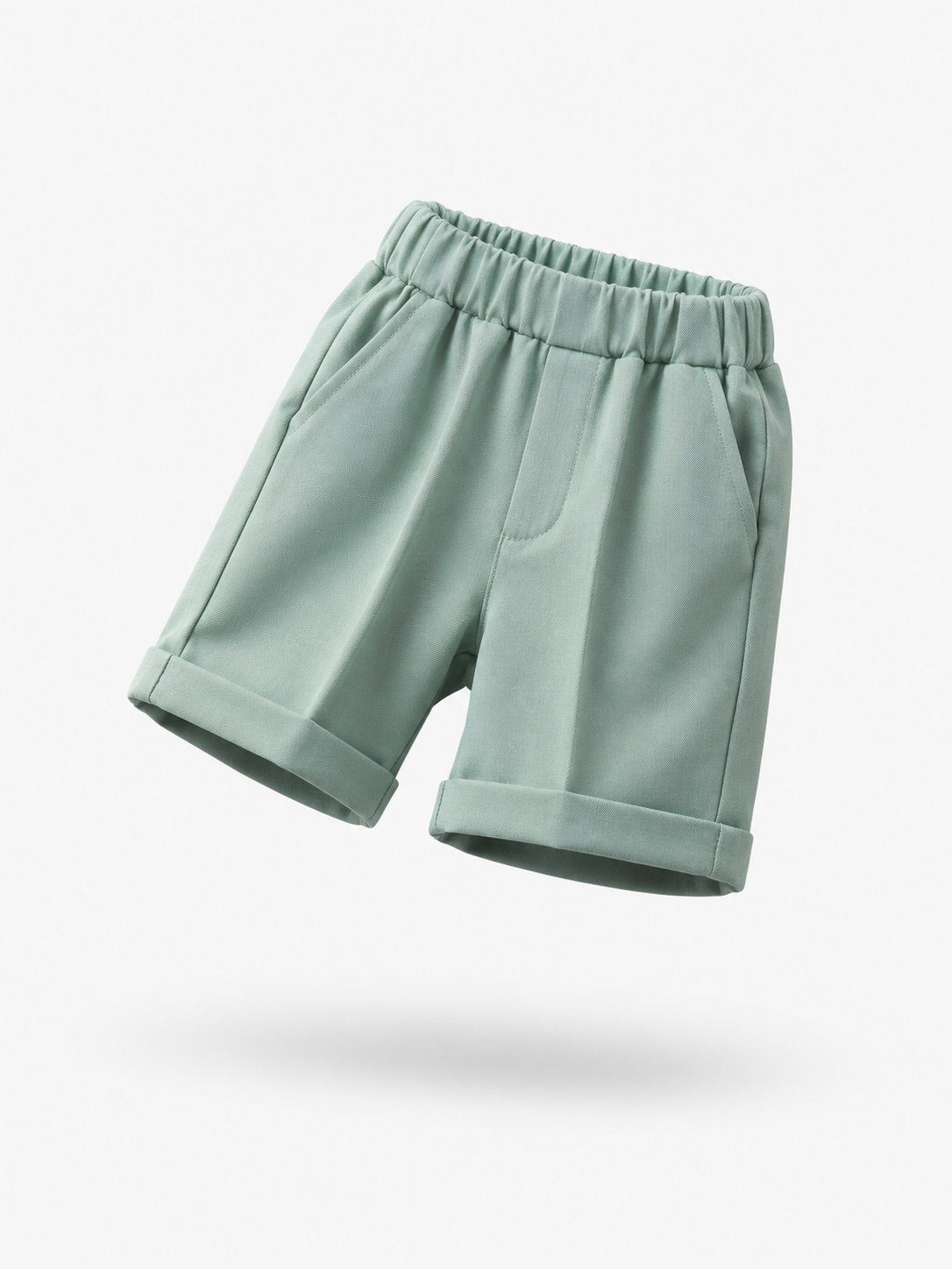 Completo Elegante Bambino Verde Salvia 4 Pezzi con Giacca Shorts Camicia e Papillong 4-10Anni