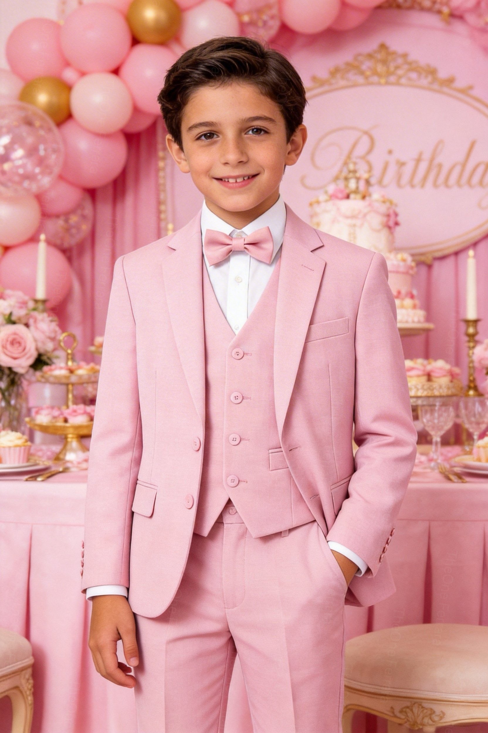 Completo Elegante Bambino Abito Cerimonia Matrimonio 5 Pezzi 1–16 Anni