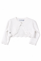 Bolero Neonata Bianco in Maglia Cotone – Coprispalle Elegante 6-36 Mesi 390 Bianco